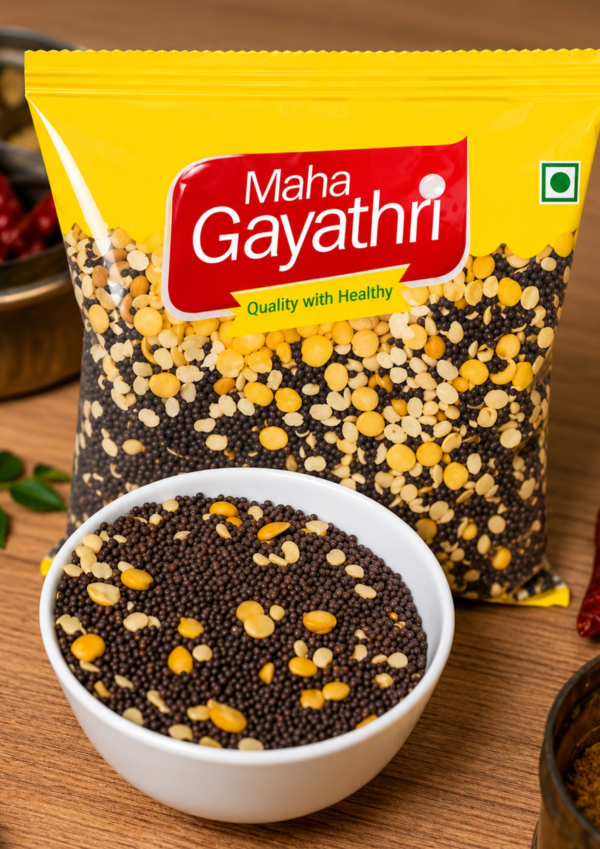 தாளிப்பு கலவை (கடுகு + கடலைப்பருப்பு + உளுத்தம் பருப்பு) Mustard Tempering Mix (Mustard Seeds + Chana Dal + Split Urad Dal)